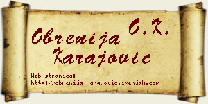Obrenija Karajović vizit kartica